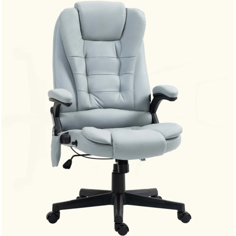 Microfiber Massage Desk Chair,Vibrating Massage Office Chair With Heat With Reclining Backrest, Light Gray, Microfibre