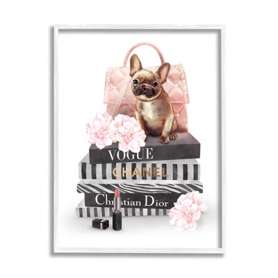 " Glam Bookstack Quilted Pink Purse French Bulldog " by Ziwei Li