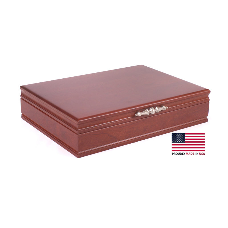Traditional Solid Cherry Mahogany Flatware Chest with Anti-Tarnish Lining