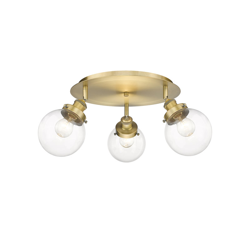 Alphonsa Glass Flush Mount, Clear, Brushed Brass