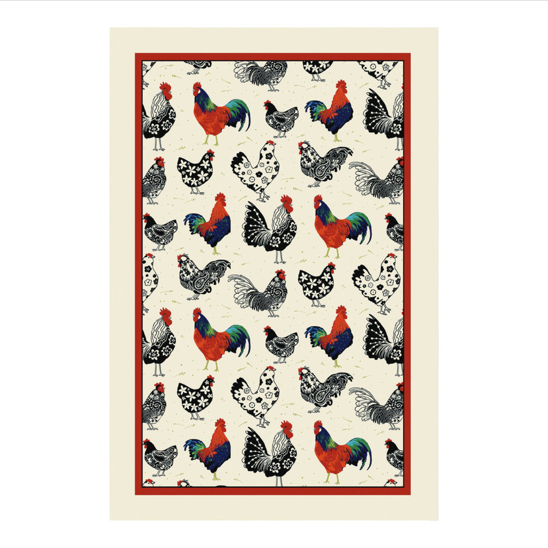 Rooster Linen Tea Towel