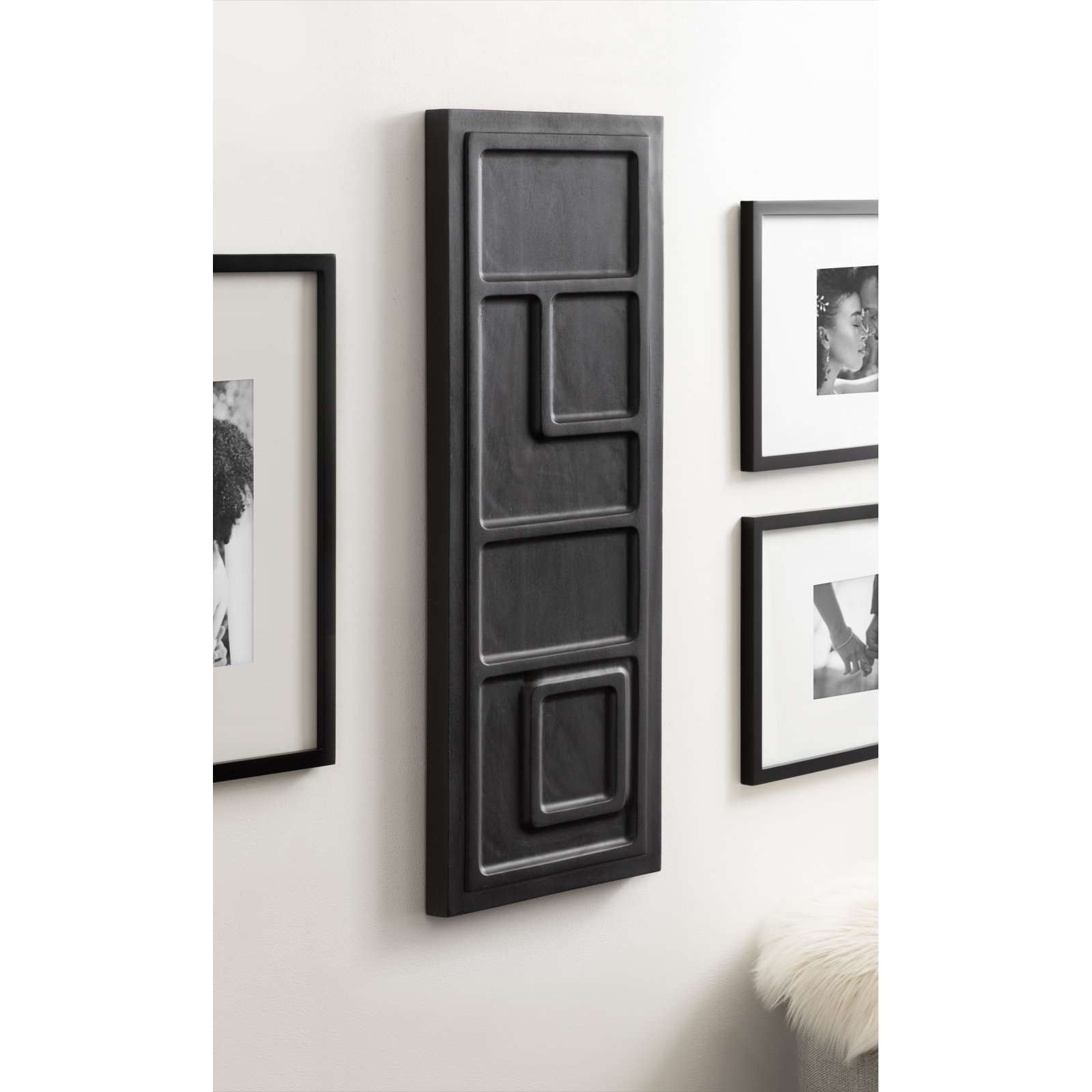 Tala Solid Wood Panel Wall Art Plaque, Black