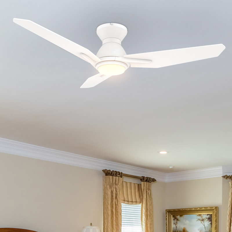 48" Amontae 3 - Blade Smart Ceiling Fan with Light, White, White