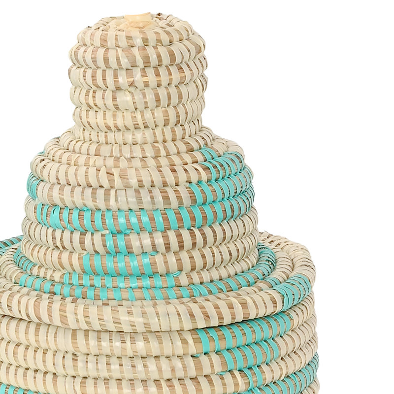 Petit panier tour crème et turquoise