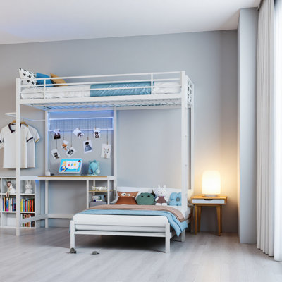 Bunk Bed Twin Over Twin Size With Desk Station