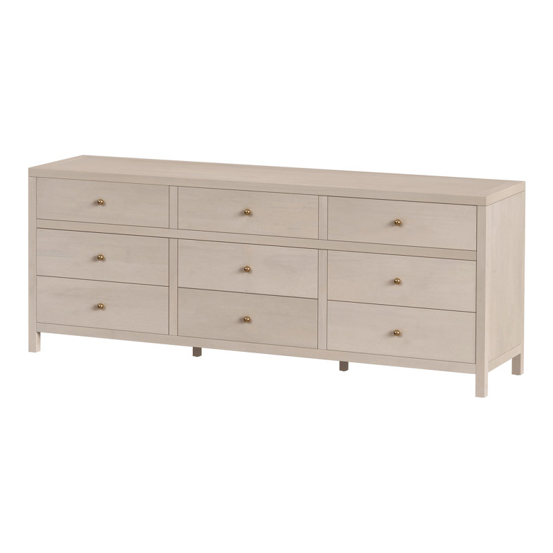 Celine 84 in. W Rectangular Wood 9 Drawer Dresser, Antique Taupe, Antique Taupe