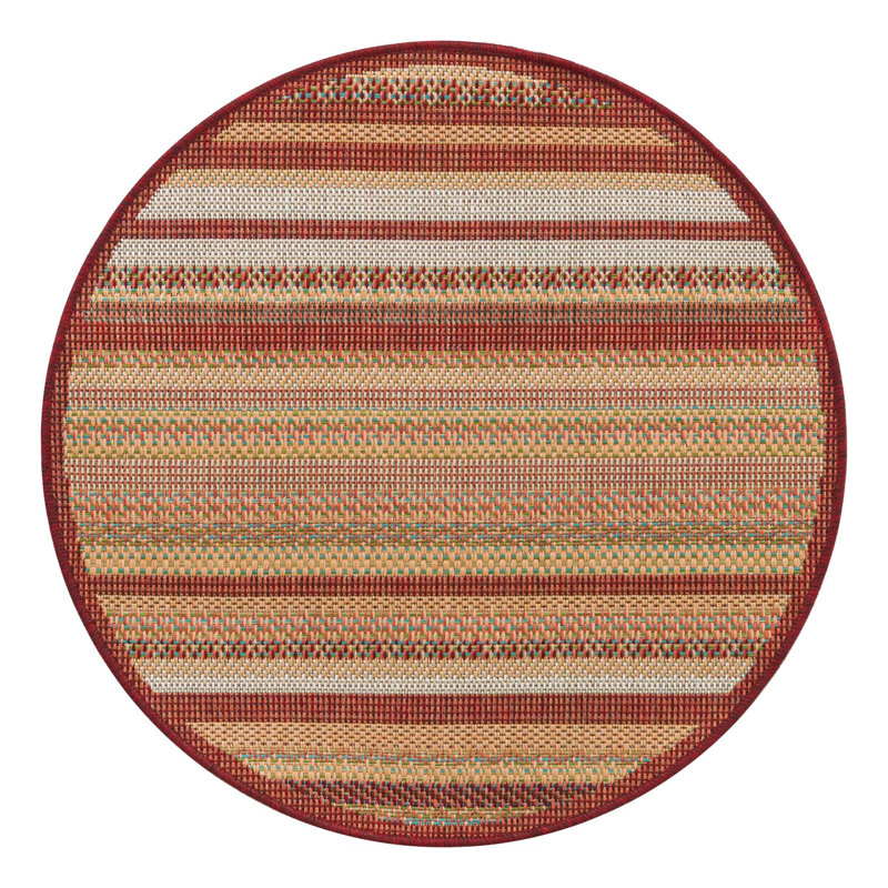 Terrill Striped Indoor / Outdoor Rug, Round 3'3"