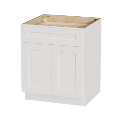 Armoire de cuisine de 27 pouces avec tiroir et porte à fermeture en douceur, armoires Shaker RTA blanches avec charnières et glissières à fermeture en douceur DTC, armoires de rangement en bois massif avec tablettes réglables