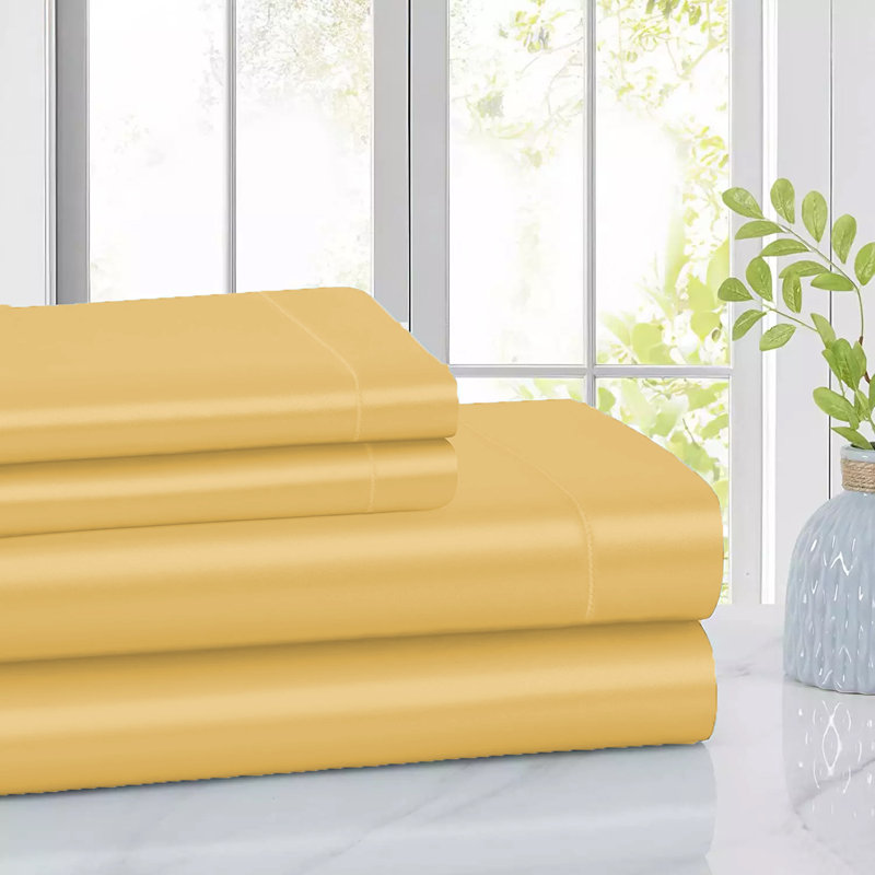  Rose Collection Luxury & Silky 4-Piece Satin Sheet Set - 6 Colors, Full, Gold