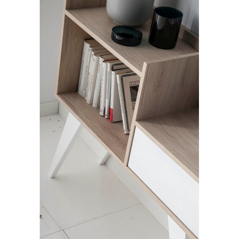 90cm Console Table, Light Oak, White