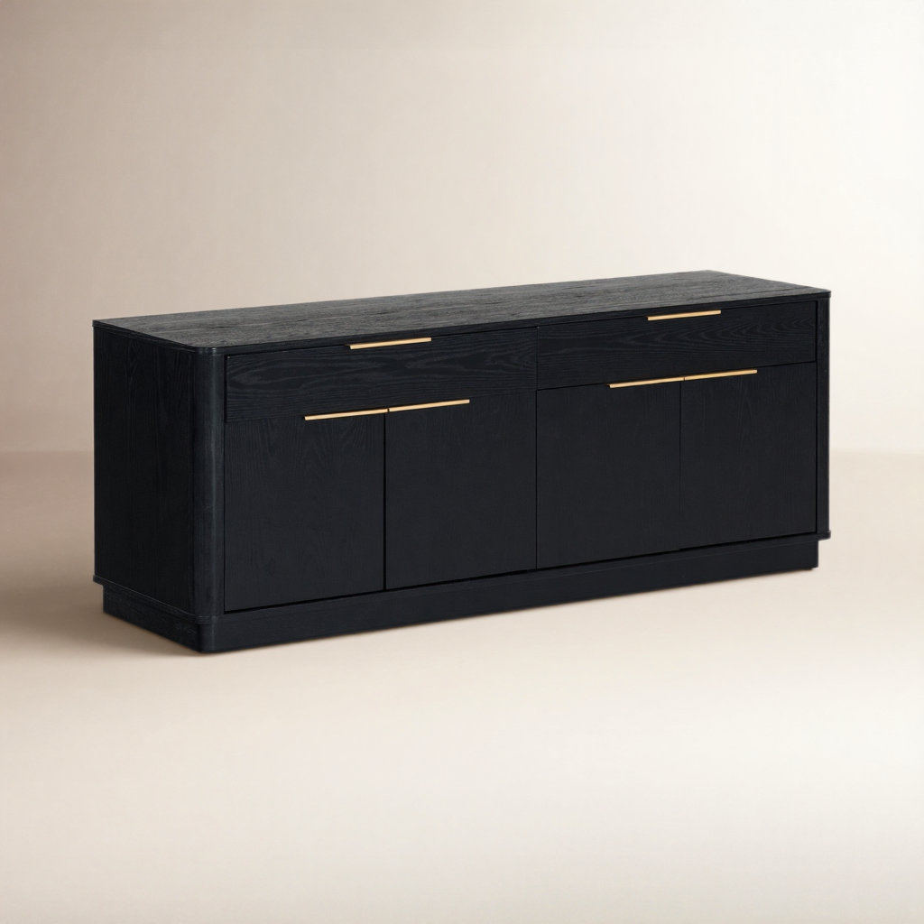 Tahani 60" Iron Oak TV Stand, Black