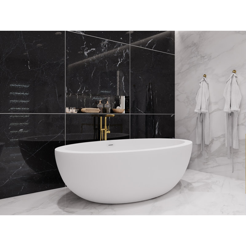 Lusso 75.5'' Matte White Freestanding Soaking Bathtub