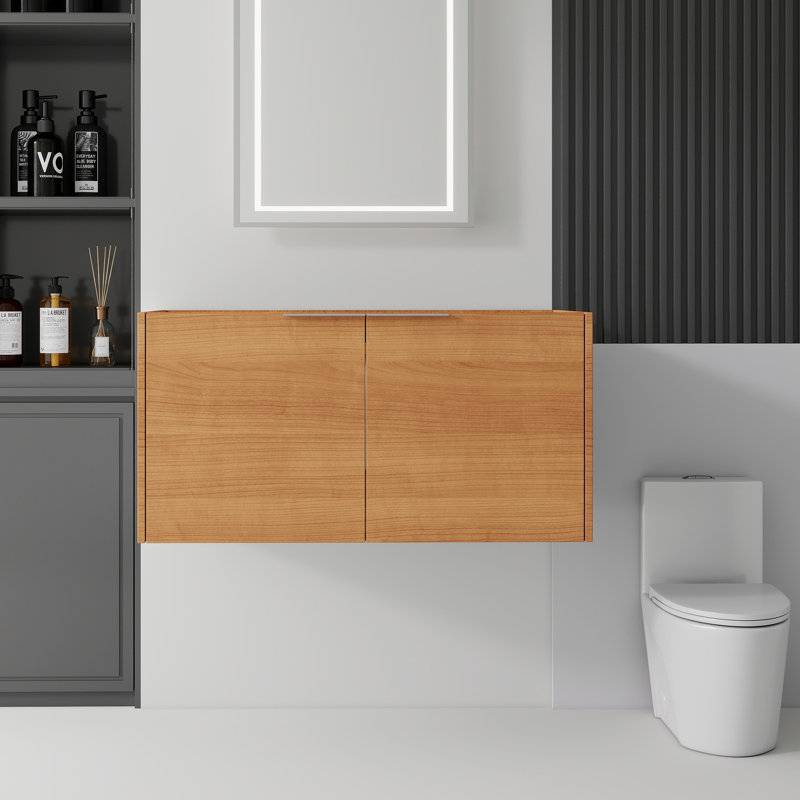 36, armoire de meuble-lavabo flottant, contreplaqué, Natural, 36" W