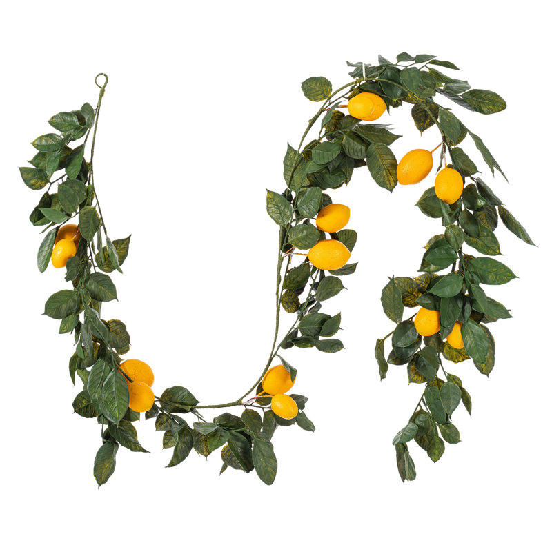 6' Artificial Green and Yellow Salal Leaf Lemon Garland