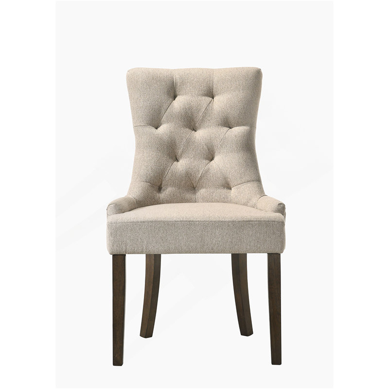 Ensemble de 2 chaises d'appoint en tissu beige et finition chêne vieilli