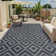 Black & Grey Geometric Cross Outdoor Rugs for Patio, Porch, or Balcony