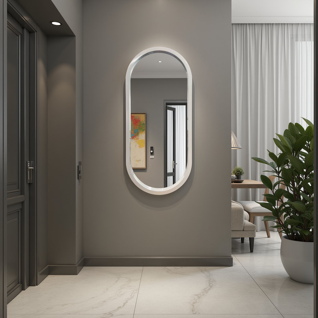 18" Mirror, White