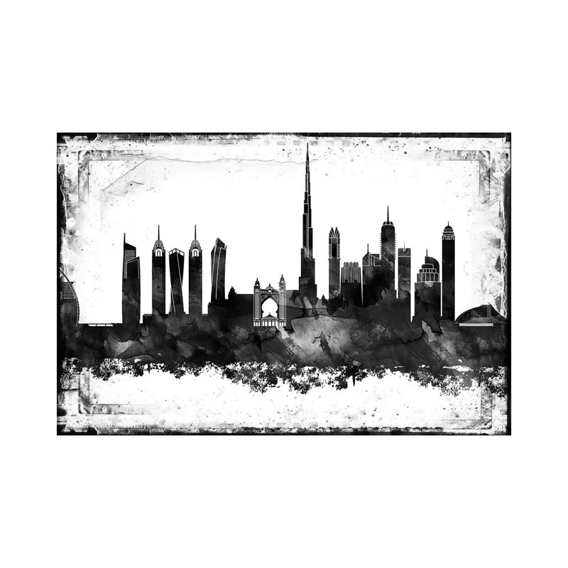 Dubai Black & White Film by WallDecorAddict - Wrapped Canvas Print, 66.04 cm H x 45.72 cm W