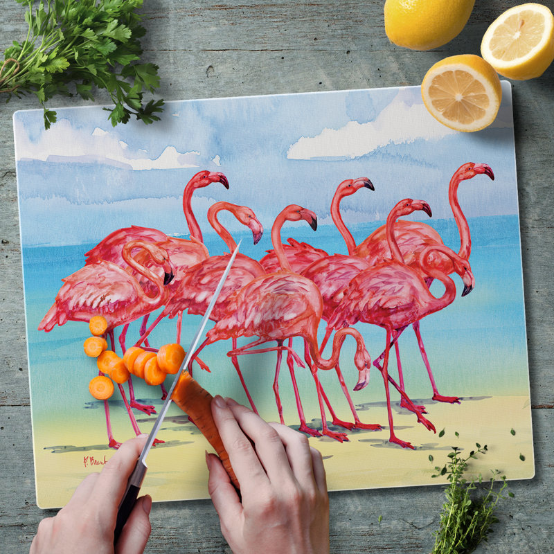 Flamingo Horizon Rectangular Tempered Glass Cutting Board 15" x 12"