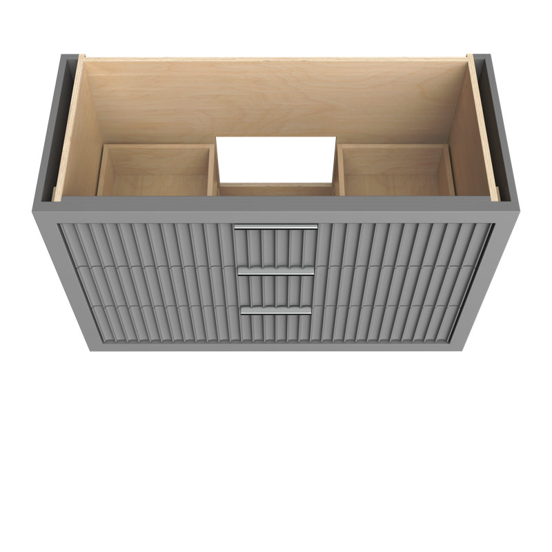Lecrieú Three-Drawer Single Bath Vanity, Platinum Gray, Polished Chrome, 48"