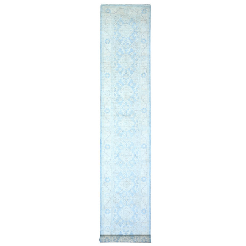 Zhara One-of-a-Kind 2'8" X 16'2" New Age Runner Wool Area Rug Blue