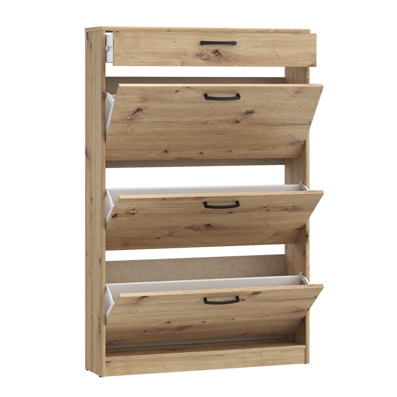 Vasbinder 6 Pair Shoe Storage Cabinet, Oak Wood, 127.7cm H x 83.2cm W x  20.4cm D