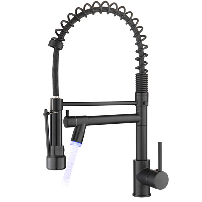 Robinet de cuisine noir avec conduit et abattant - noir, levier simple, facile à nettoyer, évier rotatif à 360 °, Interface d'utilisation