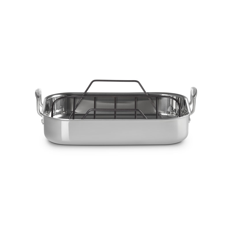 Le Creuset Stainless Steel Signature Rectangular Roaster & Rack, 17 In.