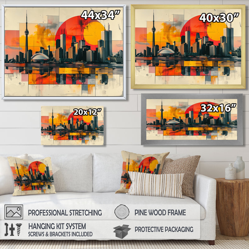 Ylan - City Toronto, art mural, H 12 po x l 20 po x P 1 po, Cadre simple noir