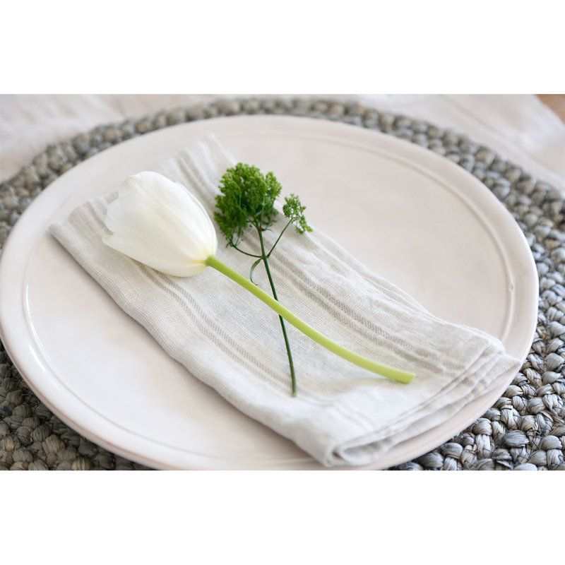 Mendocino Linen Square Napkins, Light Gray