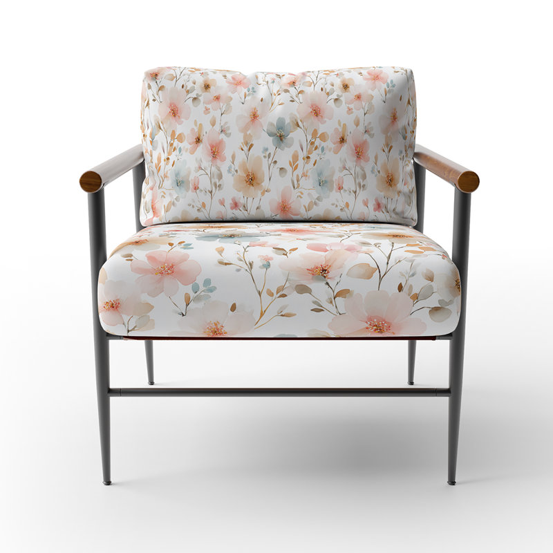 Chaise rembourrée Country Farmhouse, Bras ronds bruns