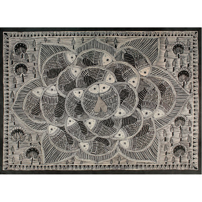 Art mandala noir et blanc | Madhubani Peinture
