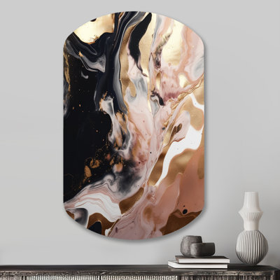 «Sinder Ocean Waves Fluidité In Marble V», impression murale asymétrique en métal