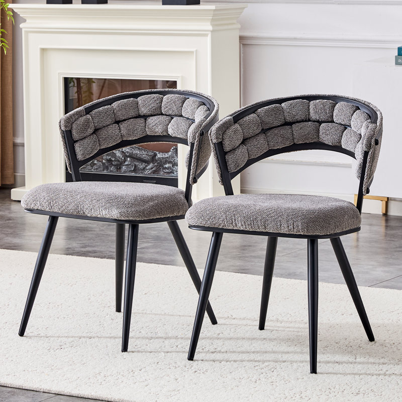 Chaise rembourrée en velours Vesta, Gris