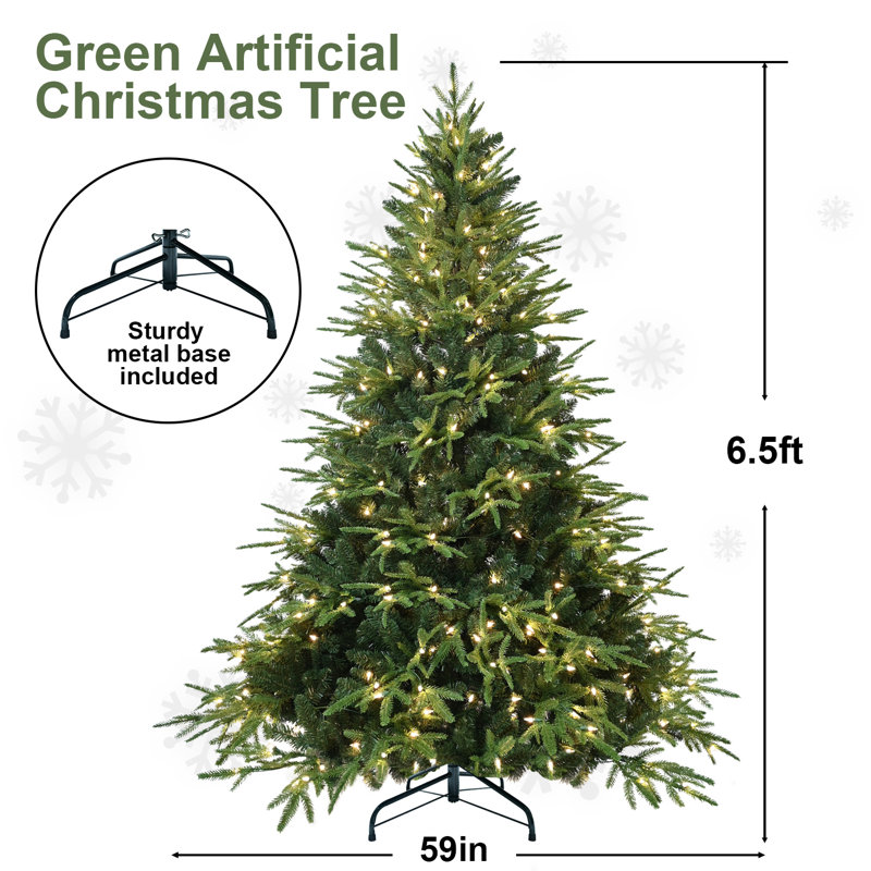 Arbre de Noël artificiel épinette vert pré-éclairé, H 6,5 pi