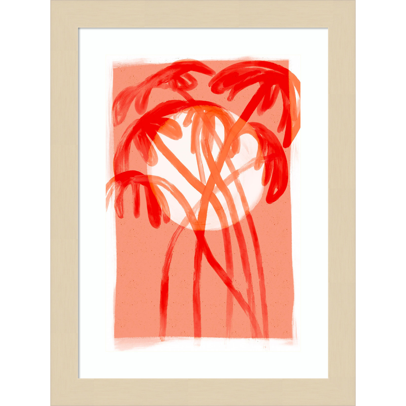Palms At Sunset by Treechild Wood Framed Wall Art Print, 13" H x 10" W, Brown