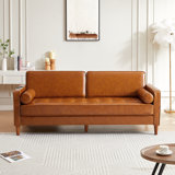 82.48'' Faux Leather Square Arm Sofa,Tufted Sofa,Upholstered Sofa,