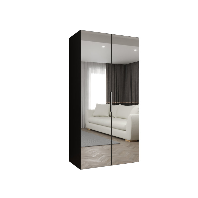 Manufactured Wood Wardrobe, Black/Silver