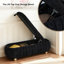 Banc d'appoint ovale rembourré de 55 pouces avec rangement, couvercle rabattable et pieds en bois massif-1414967718