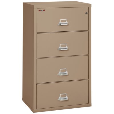 Fireproof 4-Drawer Vertical File Cabinet -  FireKing, 4-3122-C (taupe) (w/ 3002 Lock)