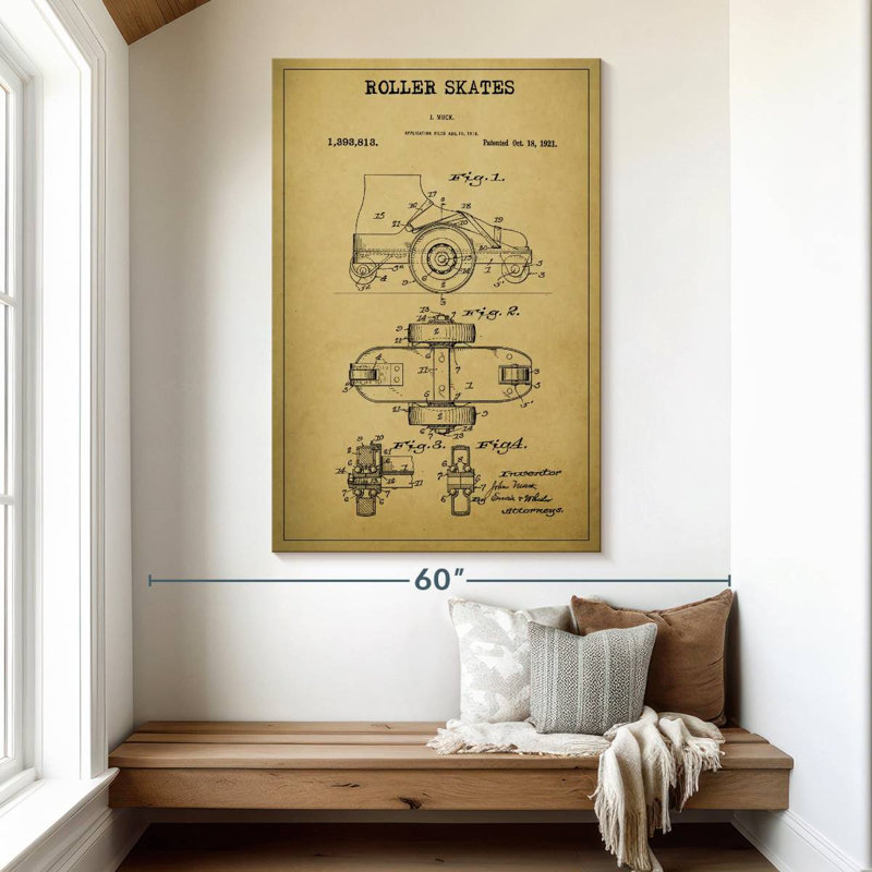 Roller Skates Patent, 51" H x 34" W