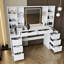 Makeup Vanity Desk With Mirror And 3 - Color Led Lighting, 59" Dressing Table 8 Drawers, Brightness Adjustable, For Women , Modern Style, White Finish, Open Storage Detachable Adjustable Lights,