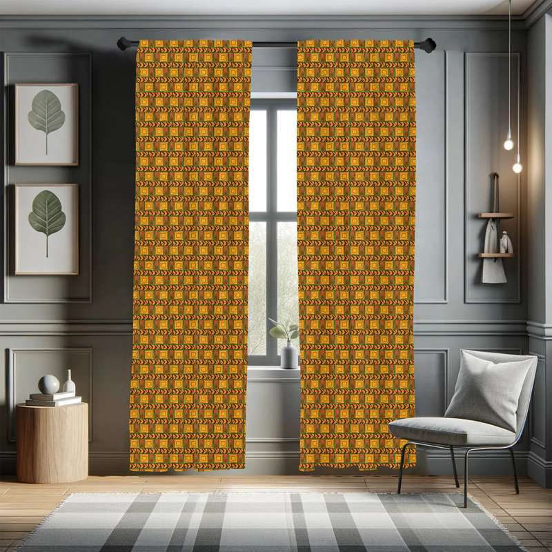 Zambia Geometric Semi-Sheer Rod Pocket Sliding Panel, 28" x 95"