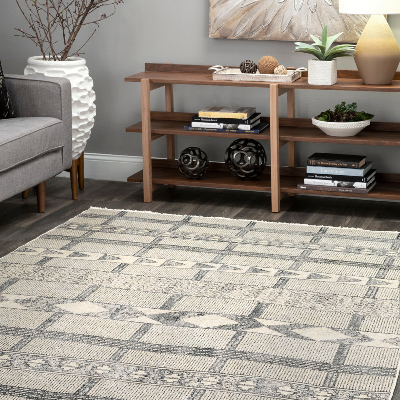 Tapis zone gris clair Hiers, Rectangle 5 pi 3 po x 7 pi 7 po