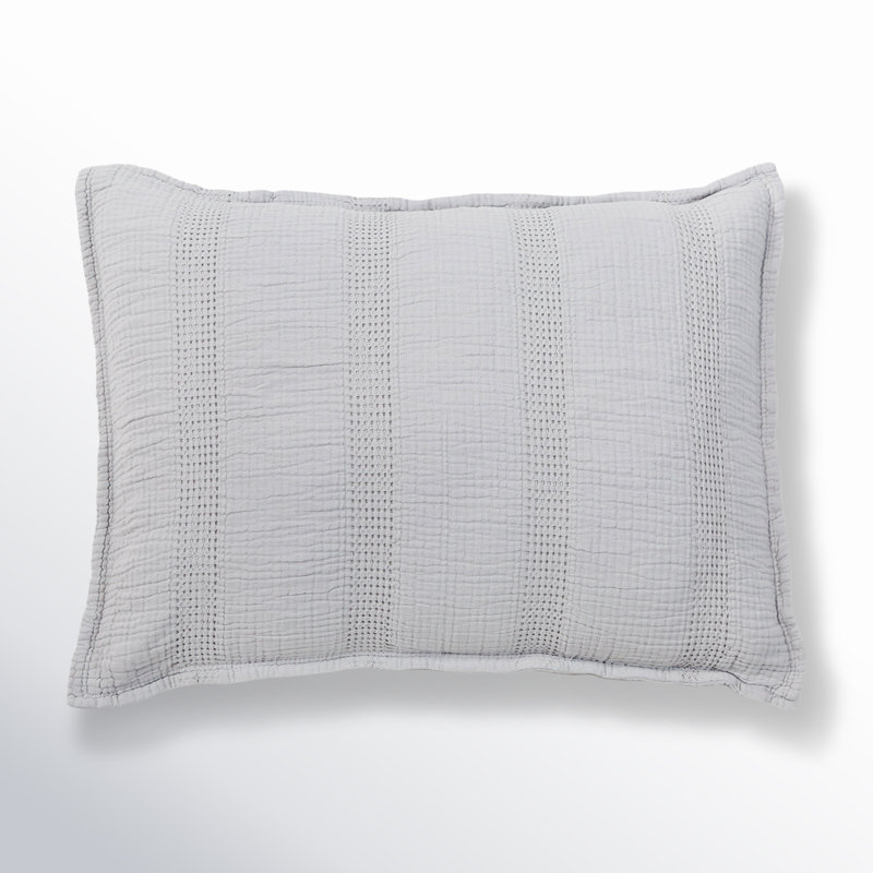 Nantucket Gray/White/Midnight Cotton Piece Standard Sham, Gray, Standard