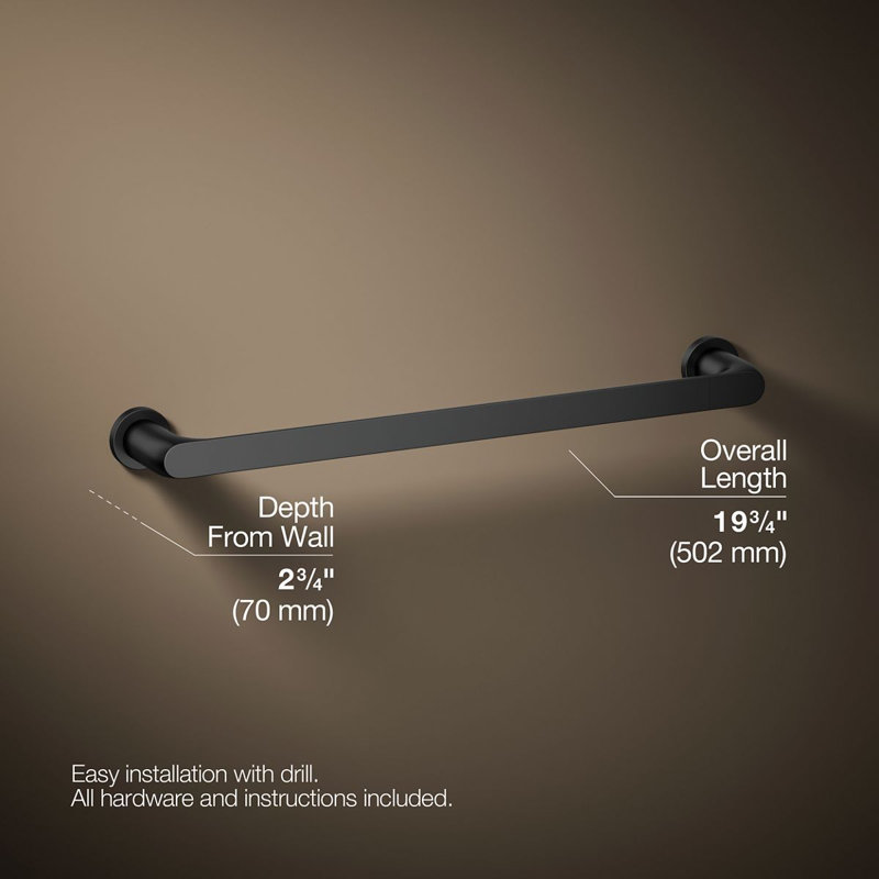 Avid Towel Bar, 18"W, Matte Black