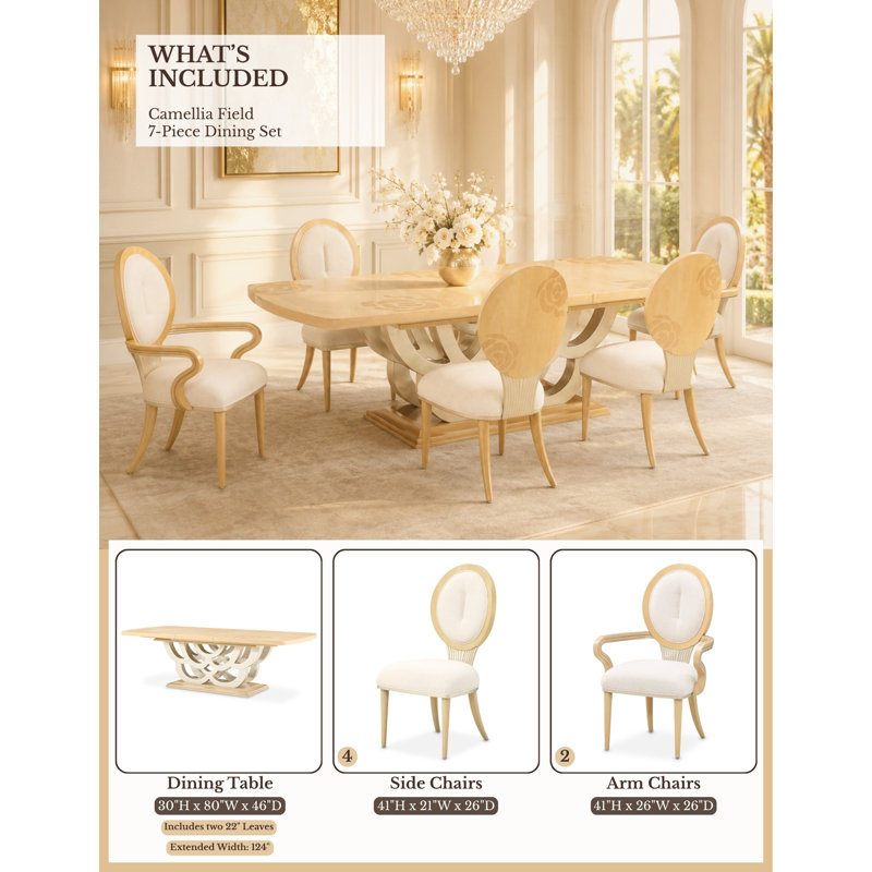 7 - Piece Extendable Dining Set, 7 Pieces: Table, 6 Chairs