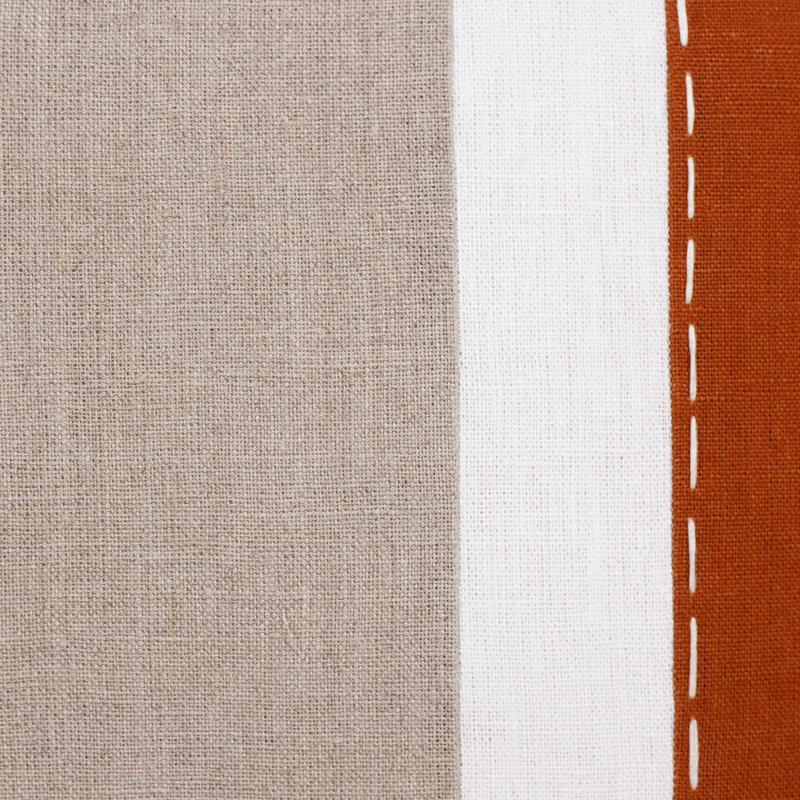 Housse de coussin carré rayée en lin, Rouille / Gris, Housse de coussin seulement - sans coussin