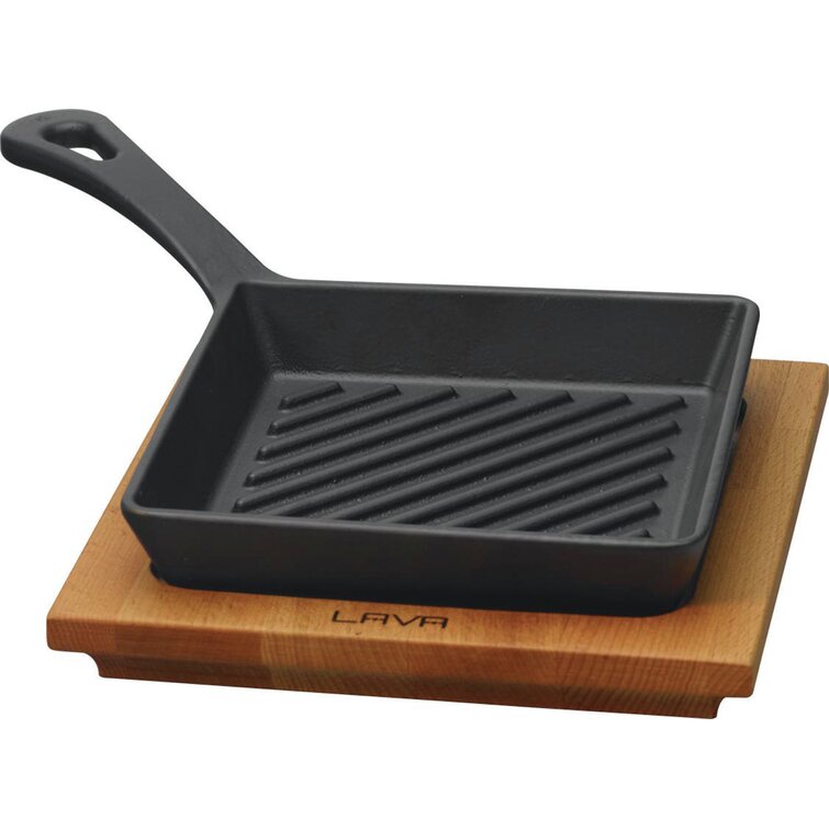 https://assets.wfcdn.com/im/22213690/resize-h755-w755%5Ecompr-r85/1828/182821933/Lava+Enameled+Cast+Iron+Mini+Grill+Pan+6+inch-Square+with+Beechwood+Service+Platter.jpg
