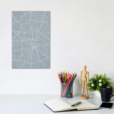 Dallas City Map - Wrapped Canvas Print
